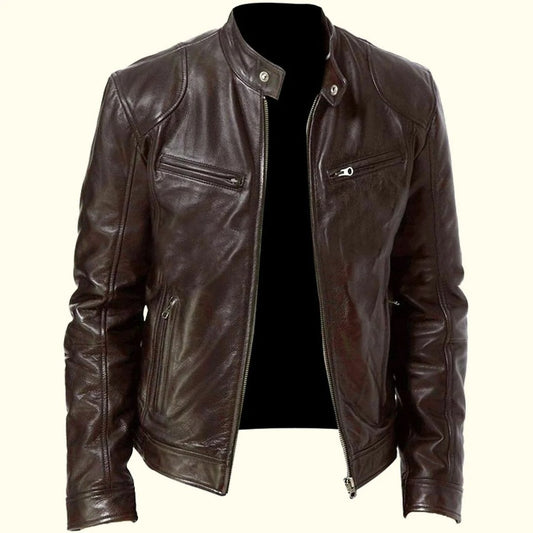 Onlydallas Brown Moto Leather Jacket